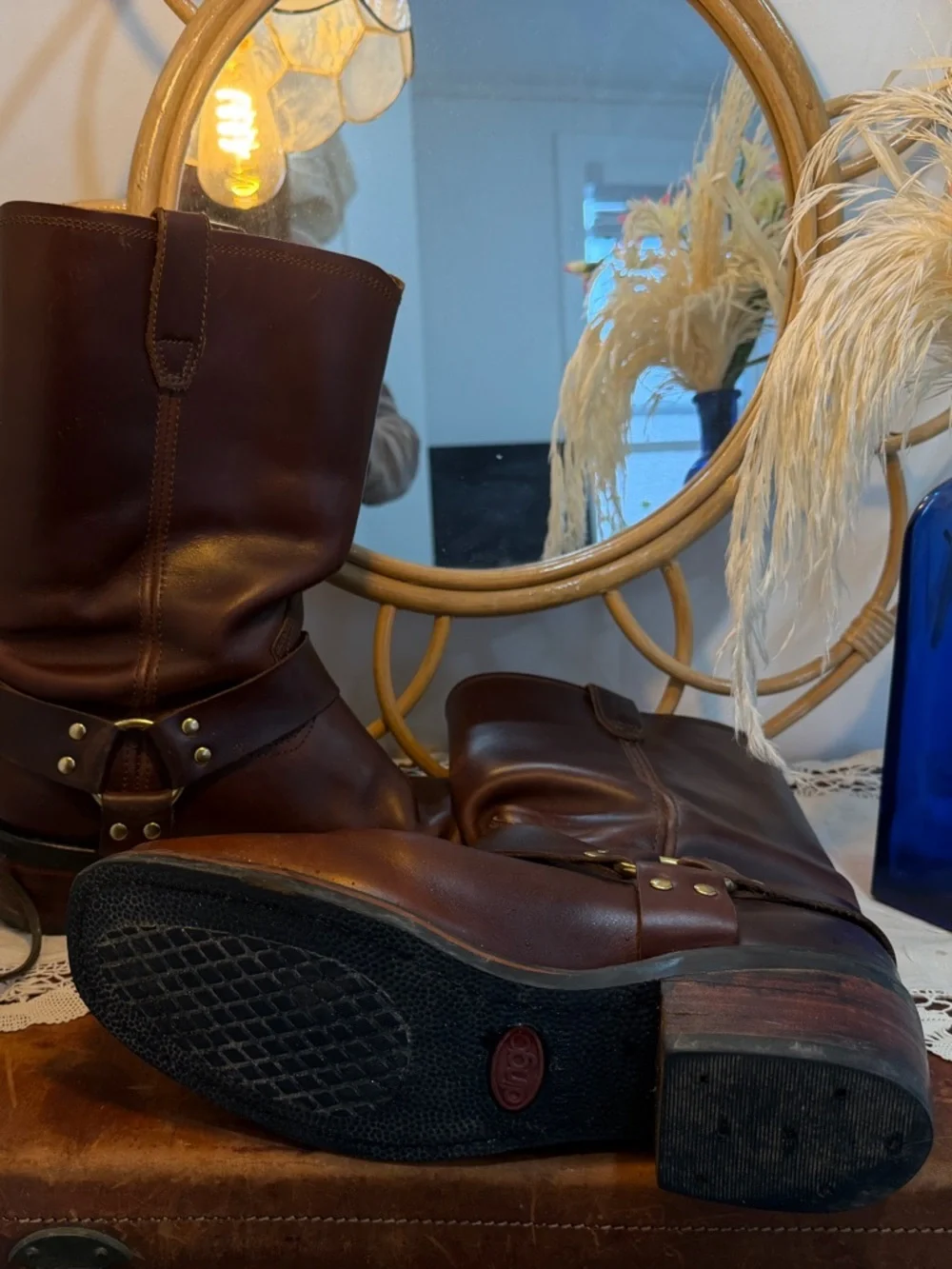 Dingo Australia Brown Leather Biker Western Boots - Picture 2 of 7